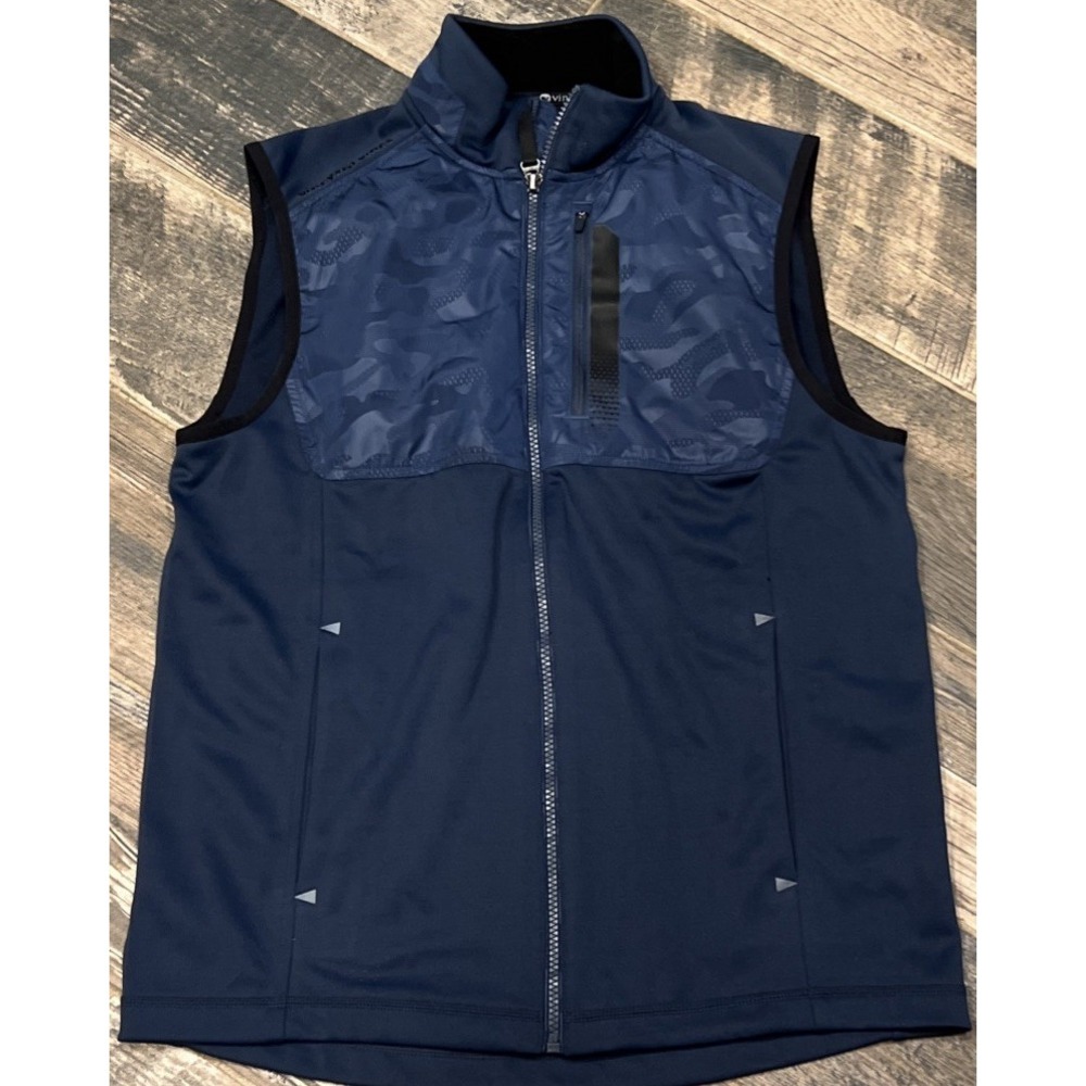 Vineyard Vines OTG Fairhaven Vest Mens Size Small Blue Camo Full Zip